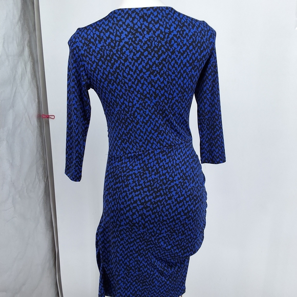 Jacob Medium Blue Geometric Long Sleeve Dress - Picture 5 of 6